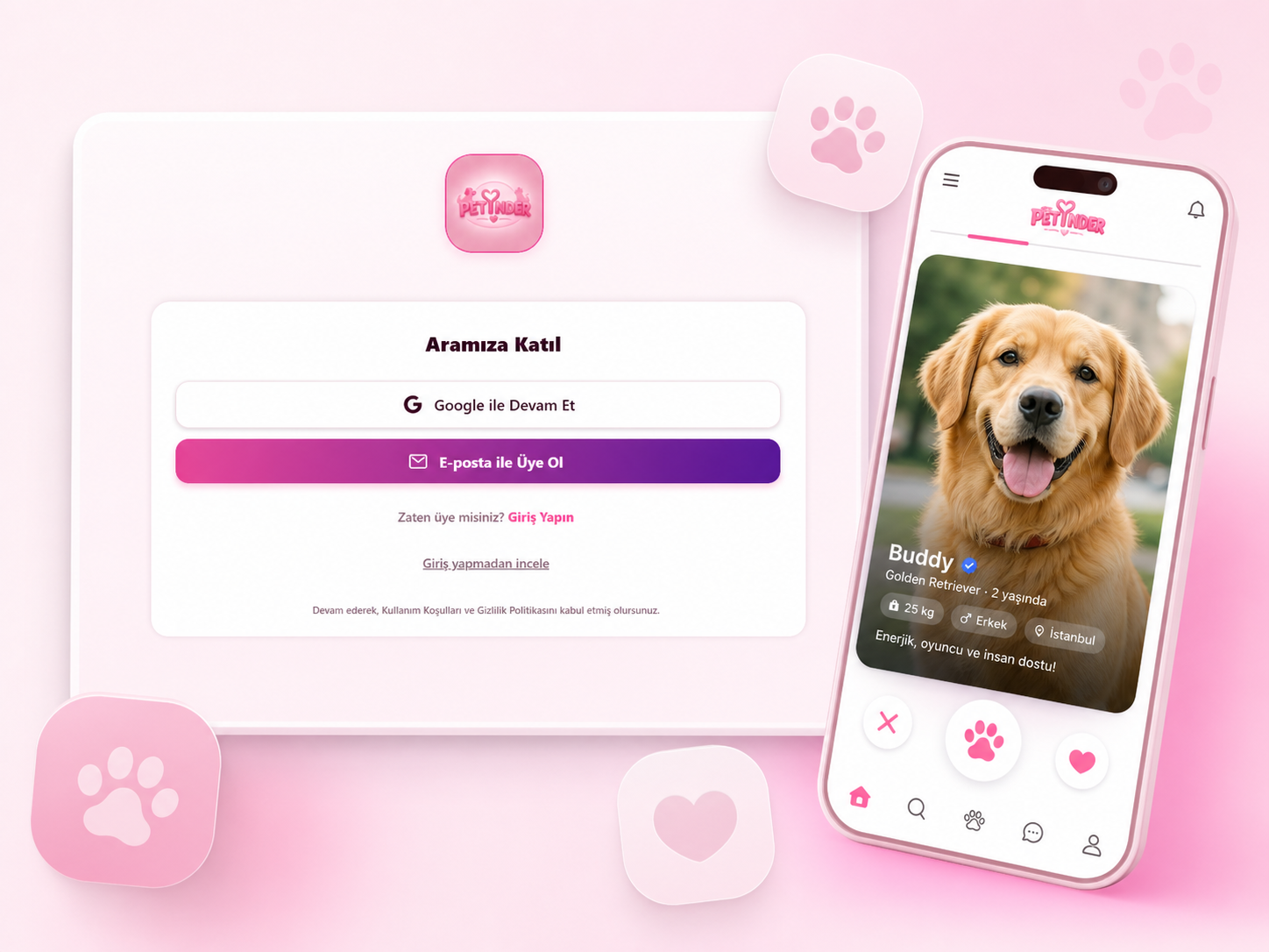 Petinder project interface